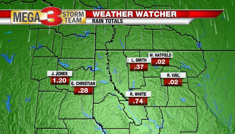 Central ArkLaTex Weather Watcher Rain Totals